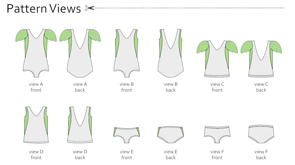 Sorbetto Swim Line Drawings